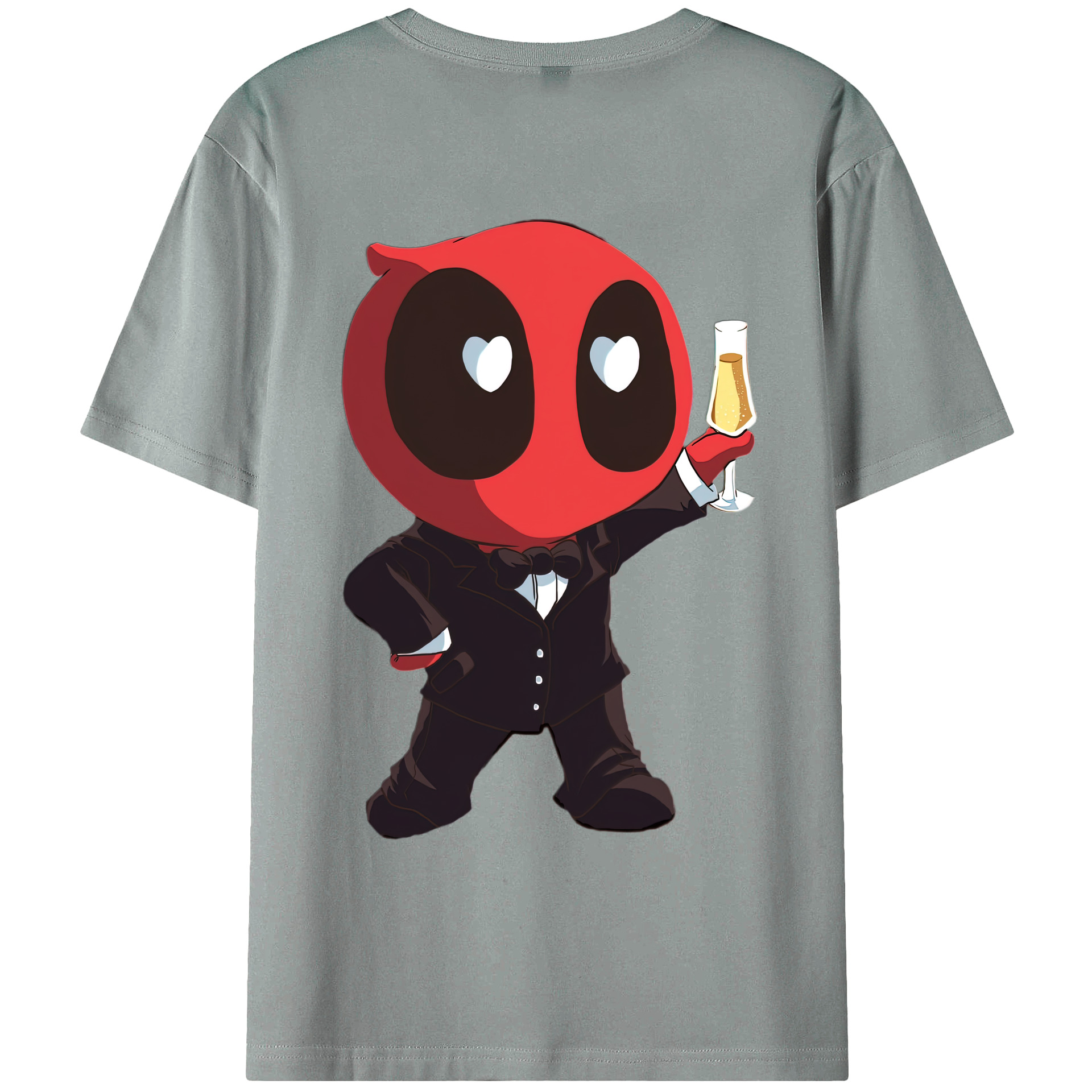 （画像用） Deadpool デッドプール 綿100％ メンズ半袖Tシャツ（バックプリント） 通気性